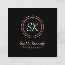 Tarjeta De Visita Cuadrada Monograma profesional elegante negro mixto marrón