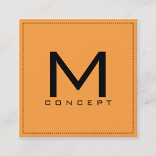 Tarjeta De Visita Cuadrada Monograma Profesional Elegante Neon Carrot Moderno