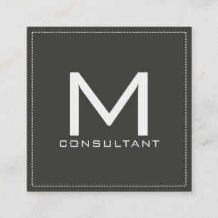 Tarjeta De Visita Cuadrada Monograma profesional Elegante Olive negro moderno