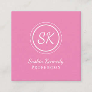 Tarjeta De Visita Cuadrada Monograma profesional elegante rosa claro