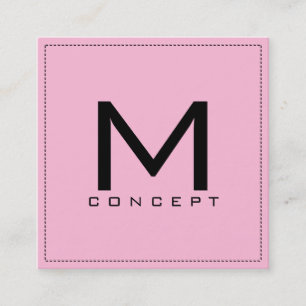 Tarjeta De Visita Cuadrada Monograma Profesional Elegante Rosa Moderno
