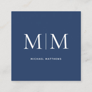 Tarjeta De Visita Cuadrada Monograma Profesional Elegante Sencilla Marina Mod