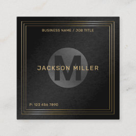 Tarjeta De Visita Cuadrada Monograma profesional moderno de Personalizado neg