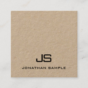 Tarjeta De Visita Cuadrada Monograma profesional moderno elegante Kraft Paper