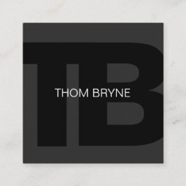 Tarjeta De Visita Cuadrada Monograma profesional moderno Guay negro 2 letras