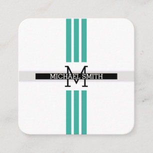 Tarjeta De Visita Cuadrada Monograma Profesional Moderno Keppel Stripes
