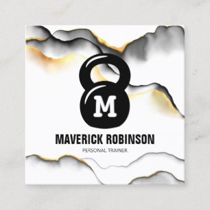 Tarjeta De Visita Cuadrada Monograma simple entrenador de fitness