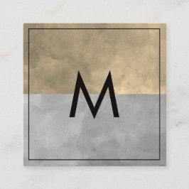 Tarjeta De Visita Cuadrada Monograma Sofisticado Bloques de Color Gris Sepia