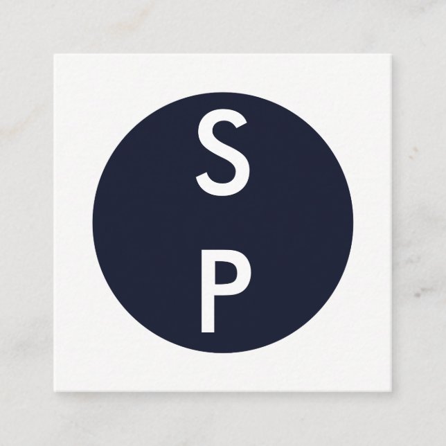 Tarjeta De Visita Cuadrada Monograma vertical de 2 letras (Anverso)