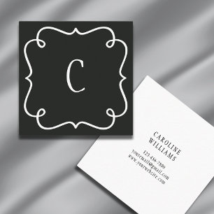 Tarjeta De Visita Cuadrada Monogramado Minimalismo De Moda Única Feminine Bla