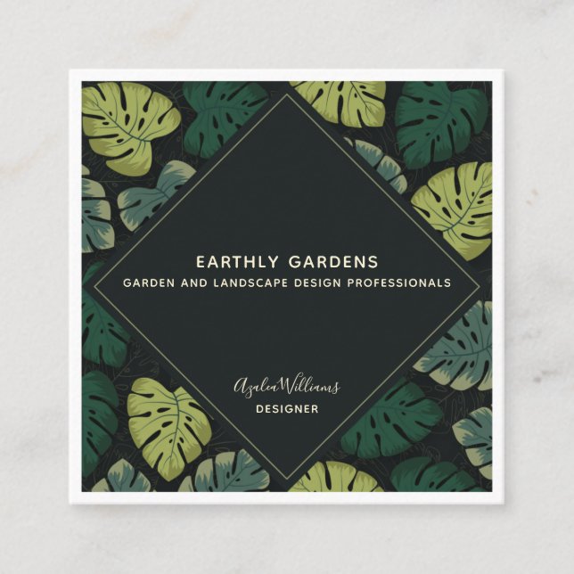 Tarjeta De Visita Cuadrada Monstera (Anverso)