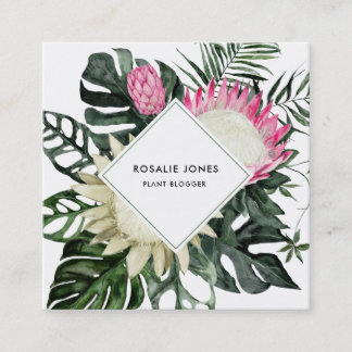 Tarjeta De Visita Cuadrada Monstera Tropical Sale Flor Protegida
