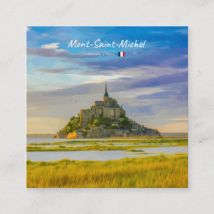 Tarjeta De Visita Cuadrada Mont-Saint-Michel, Francia - Abadía Medieval