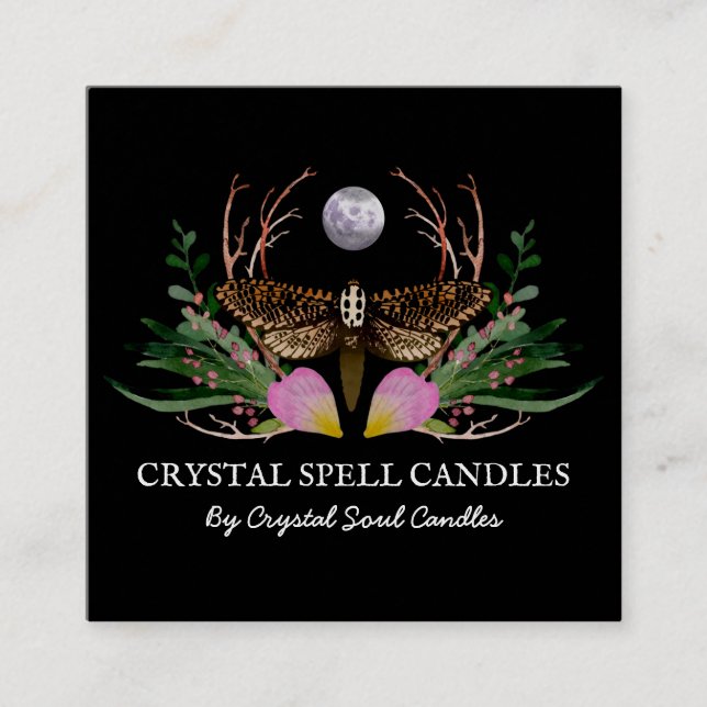 Tarjeta De Visita Cuadrada Moon Candle Intención Spell (Anverso)