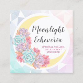 Tarjeta De Visita Cuadrada Moon & Succulent Pastel Mystic Cactus Icono Social