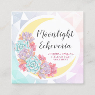 Tarjeta De Visita Cuadrada Moon & Succulent Pastel Mystic Cactus Icono Social