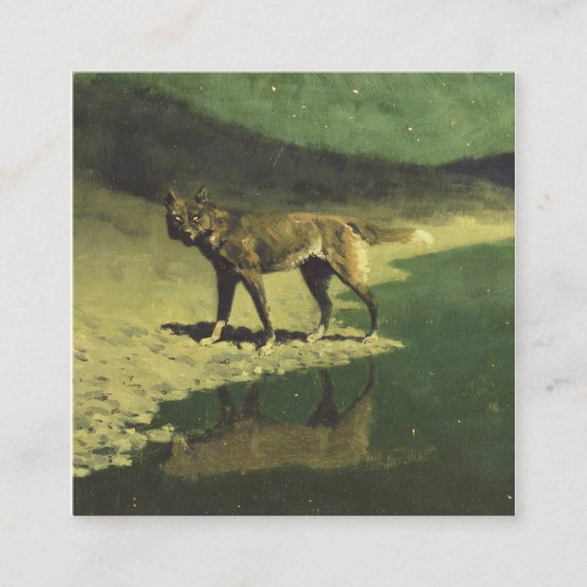Tarjeta De Visita Cuadrada Moonlight Wolf By Frederic Remington 1909 (Anverso)