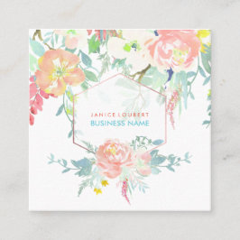 Tarjeta De Visita Cuadrada Moqueta de agua floral PixDezines/primavera