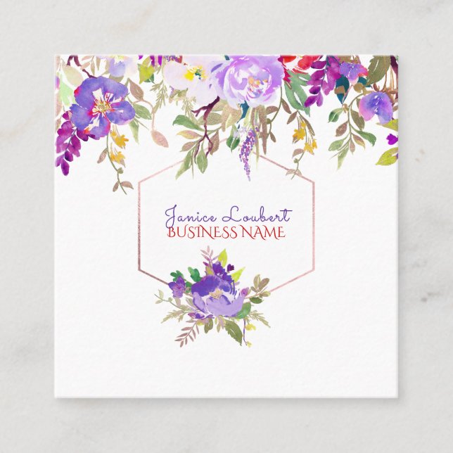 Tarjeta De Visita Cuadrada Moqueta de agua floral PixDezines/primavera (Anverso)
