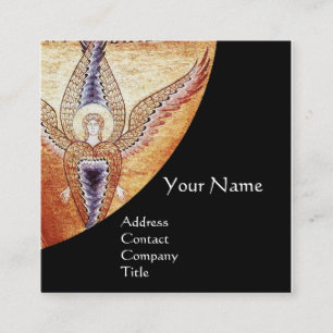 Tarjeta De Visita Cuadrada MOSAIC ANGEL MONOGRAM Negro
