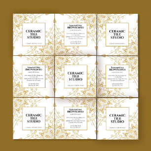 Tarjeta De Visita Cuadrada Mosaico Dorado Sin Costuras