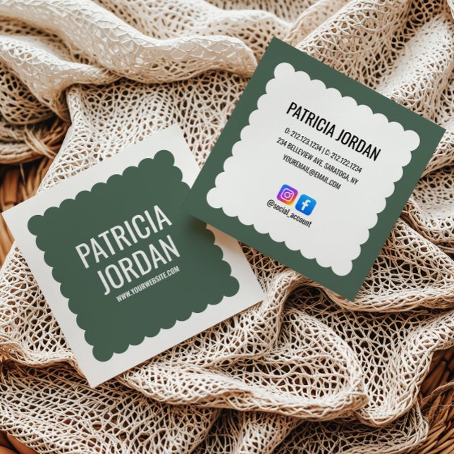 Tarjeta De Visita Cuadrada Moss Green Wave Moderno Simple Icono de medios soc (Subido por el creador)