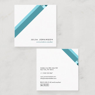 Tarjeta De Visita Cuadrada motivo geométrico minimalista moderno azul