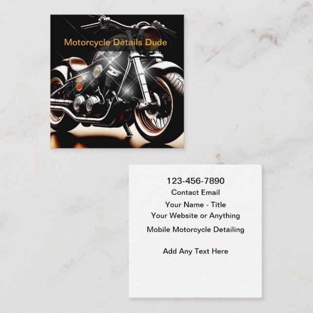 Tarjeta De Visita Cuadrada Motorcycle Mobile Detailing Services (Anverso / Reverso)