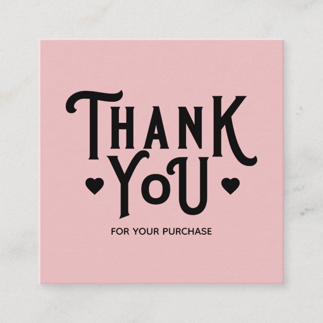 Tarjeta De Visita Cuadrada Muchas gracias a los pequeños empresarios | Rosa D (Anverso)