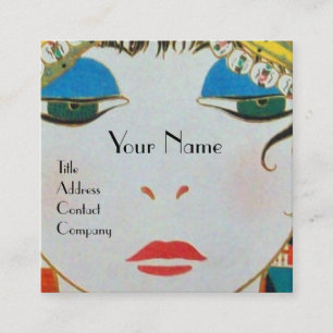 TARJETA DE VISITA CUADRADA MUJER CON FORMA ORIENTAL DE BELLEZA TURBANA