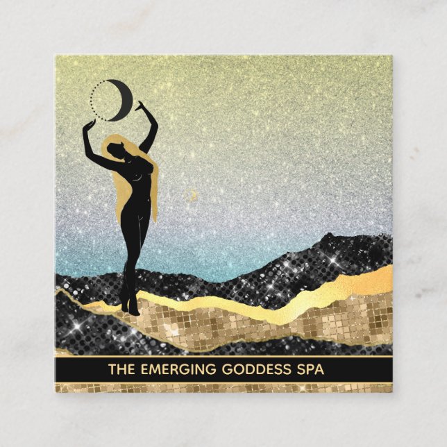 Tarjeta De Visita Cuadrada *~* Mujer diosa Purpurina del Pastel arcoiris de l (Anverso)