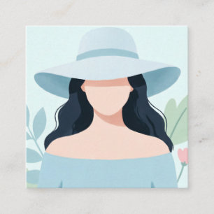 Tarjeta De Visita Cuadrada Mujer Misteriosa con Sombrero de Ala Ancha