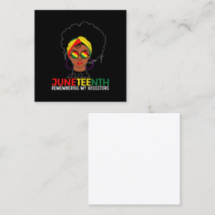 Tarjeta De Visita Cuadrada Mujer negra con cabello rastafari recordando a mis