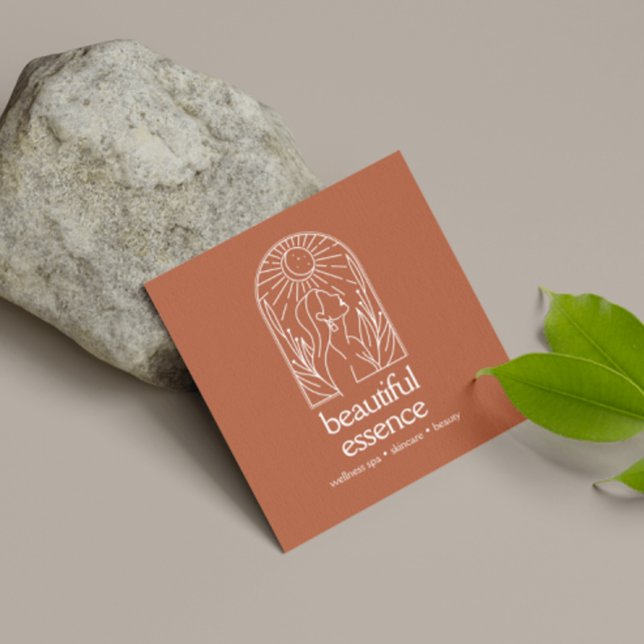 Tarjeta De Visita Cuadrada Mujer sale de Moon Arch Beauty Wellness Terracotta (Subido por el creador)