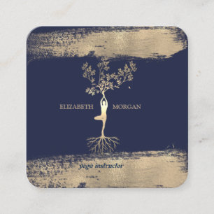 Tarjeta De Visita Cuadrada Mujeres de árbol elegantes Silueta Falso Trazo de