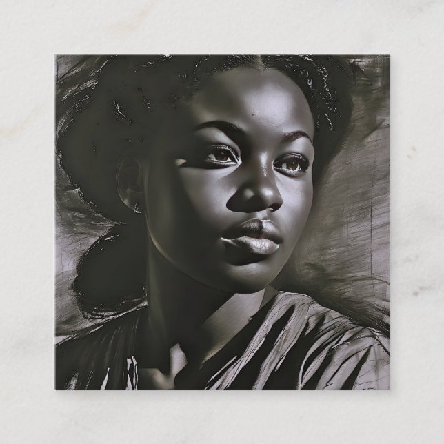 Tarjeta De Visita Cuadrada Mujeres "Jazmín" En El Carbón (Anverso)