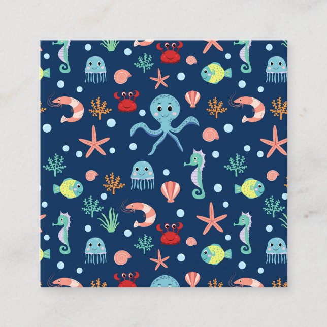 Tarjeta De Visita Cuadrada Mundo del Mar (Anverso)