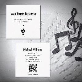Tarjeta De Visita Cuadrada Musical Treble Clef código QR Lecciones de música