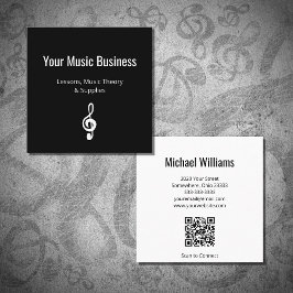 Tarjeta De Visita Cuadrada Musical Treble Clef código QR Lecciones musicales