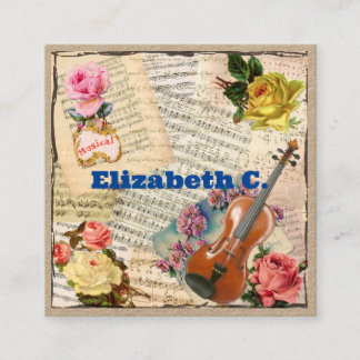 Tarjeta De Visita Cuadrada Músico con el profesor Degree Premium