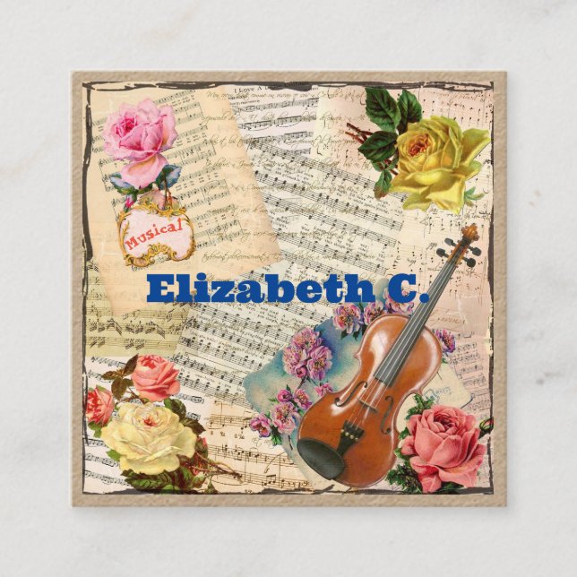 Tarjeta De Visita Cuadrada Músico con el profesor Degree Premium (Anverso)