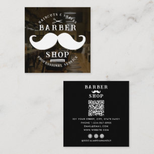 Tarjeta De Visita Cuadrada Mustache Barber Shop Masculine Hairstylist Photo