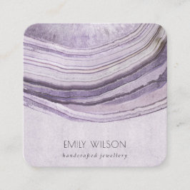 Tarjeta De Visita Cuadrada Muted Mauve Lilac Agate Earthy Necklace