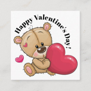 Tarjeta De Visita Cuadrada Muy lindo Teddy Bear Valentín - volver