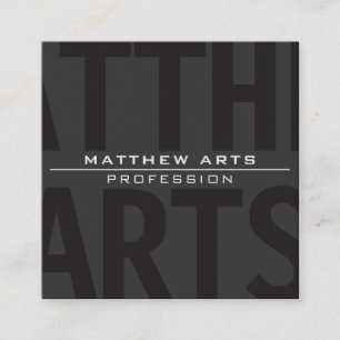 Tarjeta De Visita Cuadrada Muy moderno texto en negrita gris oscuro blanco