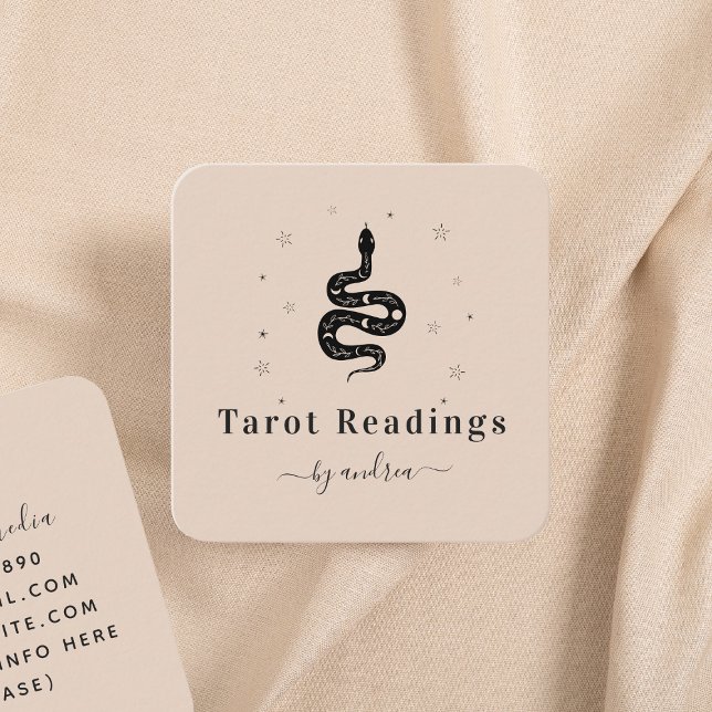 Tarjeta De Visita Cuadrada Mystic Boho Snake Moon Lunar Celestial Espiritual (Subido por el creador)