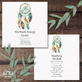 Tarjeta De Visita Cuadrada Mystic Dreamcatcher Yoga espiritual metafísico