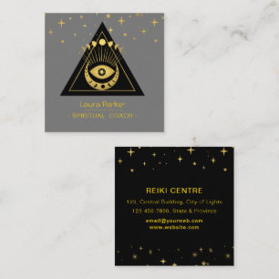 Tarjeta De Visita Cuadrada Mystic Eye Boho Celestial Moon Energy Healer