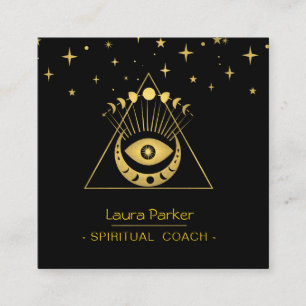 Tarjeta De Visita Cuadrada Mystic Eye Boho Celestial Moon Energy Healer