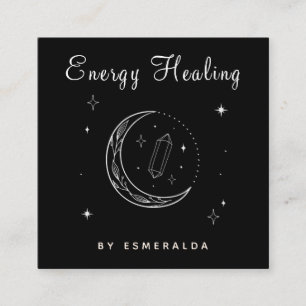 Tarjeta De Visita Cuadrada Mystic Magical Moon Energy Worker Psychic